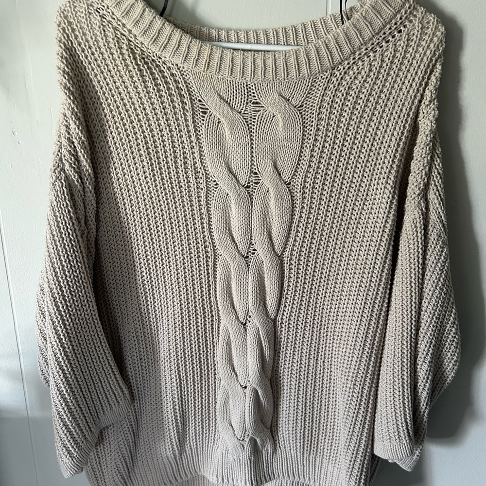 H&M Beige Cable Knit Cowl Sweater